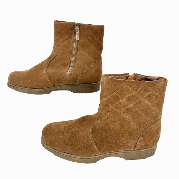 TOTES QUILTED TAN SUEDE LEATHER MEN'S SHORT BOOTS - 13 - Picture 1 of 8